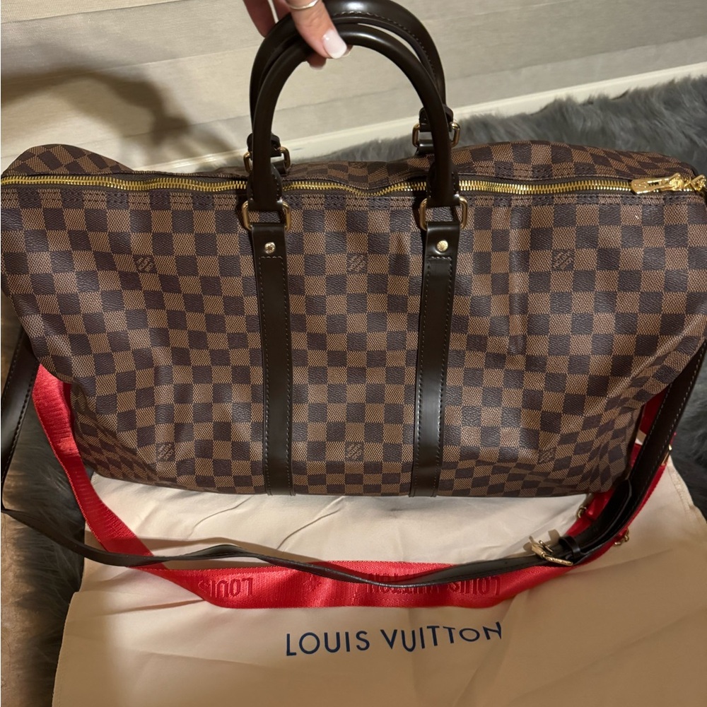 checker duffle bag